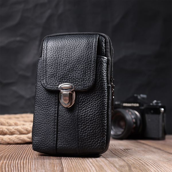 Мужская сумка на пояс из натуральной кожи Vintage 22736 Черный 22736 фото