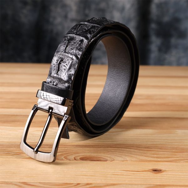 Ремінь чоловічий CROCODILE LEATHER 18008 з натуральної шкіри крокодила Чорний 18008 фото
