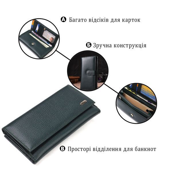 Практичне жіноче портмоне з натуральної шкіри флотар CANPELLINI 21854 Зелений 21854 фото