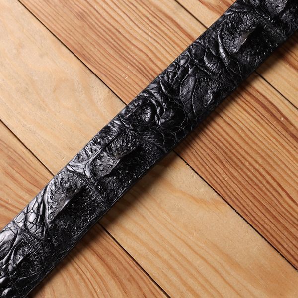 Ремінь чоловічий CROCODILE LEATHER 18008 з натуральної шкіри крокодила Чорний 18008 фото