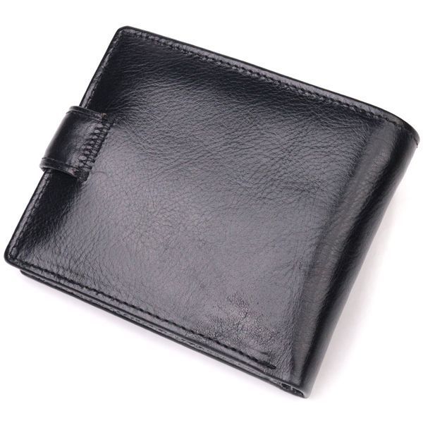 Чоловічий гаманець з натуральної гладкої шкіри у два додавання ST Leather 19409 Чорний 19409 фото