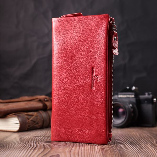 Кошелек-клатч для женщин с двумя молниями из натуральной кожи ST Leather 22526 Красный 22526 фото