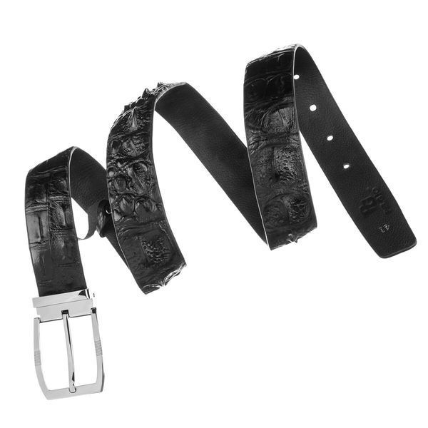 Ремінь чоловічий CROCODILE LEATHER 18008 з натуральної шкіри крокодила Чорний 18008 фото