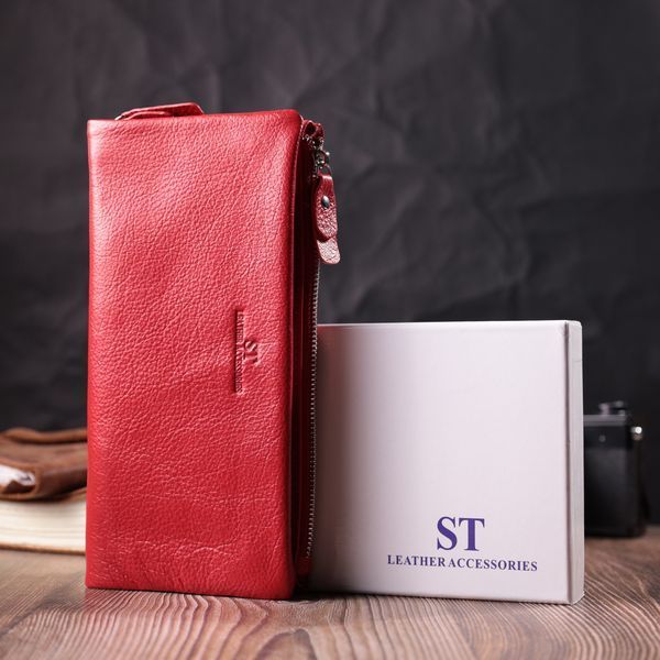 Кошелек-клатч для женщин с двумя молниями из натуральной кожи ST Leather 22526 Красный 22526 фото