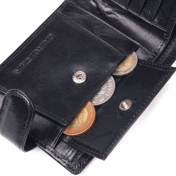 Чоловічий гаманець з натуральної гладкої шкіри у два додавання ST Leather 19409 Чорний 19409 фото