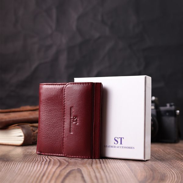 Небольшой женский кошелек с монетницей снаружи из натуральной кожи ST Leather 22544 Бордовый 22544 фото