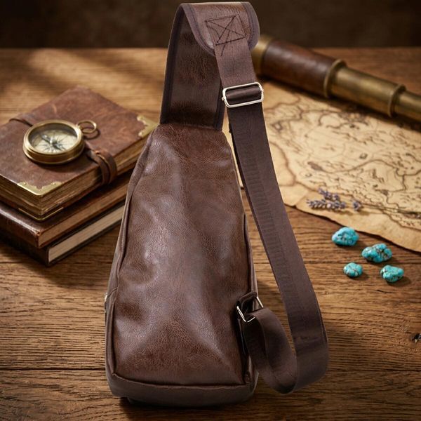 Чоловіча сумка крос боді з екошкіри для документів та міста Vintage 20572 Коричнева 20572 фото