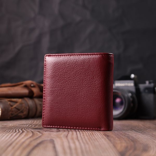Небольшой женский кошелек с монетницей снаружи из натуральной кожи ST Leather 22544 Бордовый 22544 фото