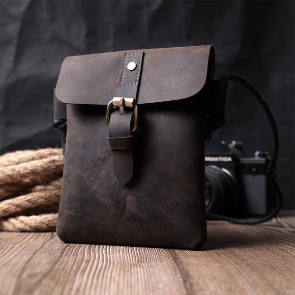 Вінтажна сумка через плече з натуральної шкіри Vintage sale_15084 Коричневий sale_15084 фото