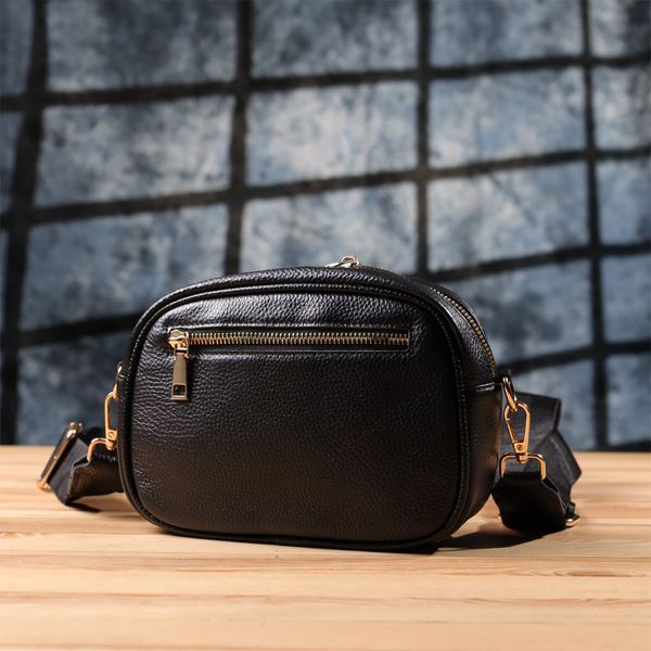 Компактна стьобана сумка для жінок з натуральної шкіри Vintage 22894 Чорний 22894 фото