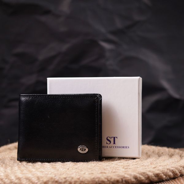 Компактний затиск для грошей із натуральної гладкої шкіри ST Leather 19416 Чорний 19416 фото