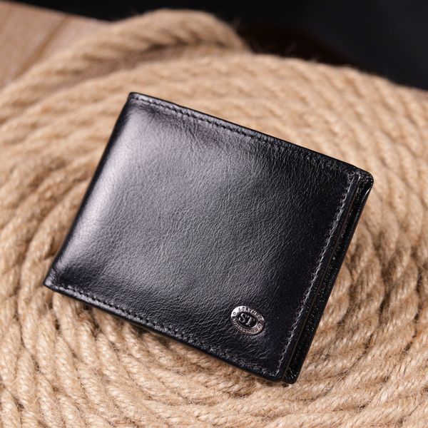 Компактний затиск для грошей із натуральної гладкої шкіри ST Leather 19416 Чорний 19416 фото