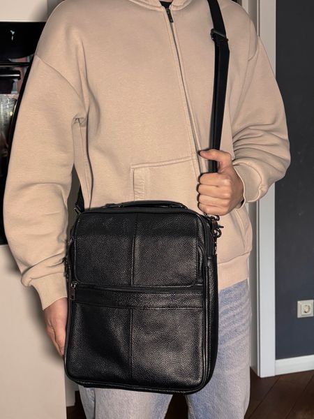 Мужская сумка с ручкой для переноса в руке из натуральной кожи Vintage 23026 Черный 23026 фото