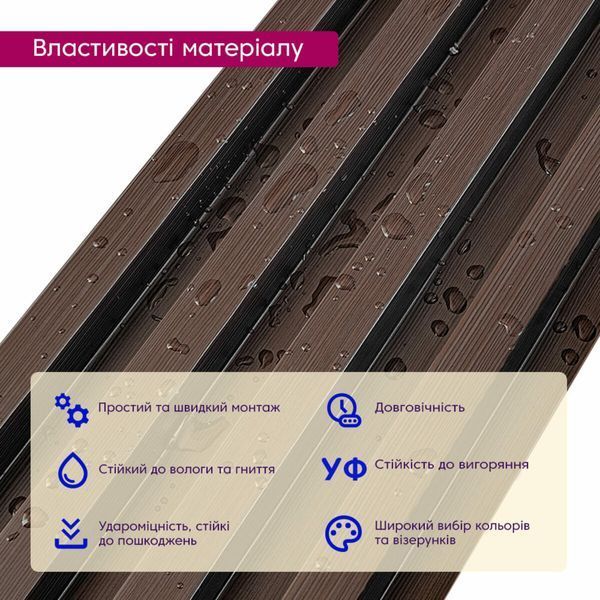 Рейка декоративна WPC стінова 3000х160х23мм Горіх SW-00001535 SW-00001535 фото
