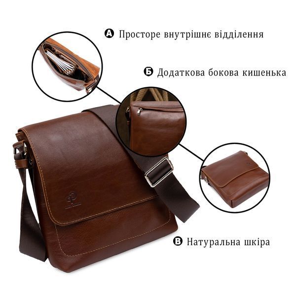 Кожаная мужская сумка через плечо GRANDE PELLE 11567 Коричневый 11567 фото
