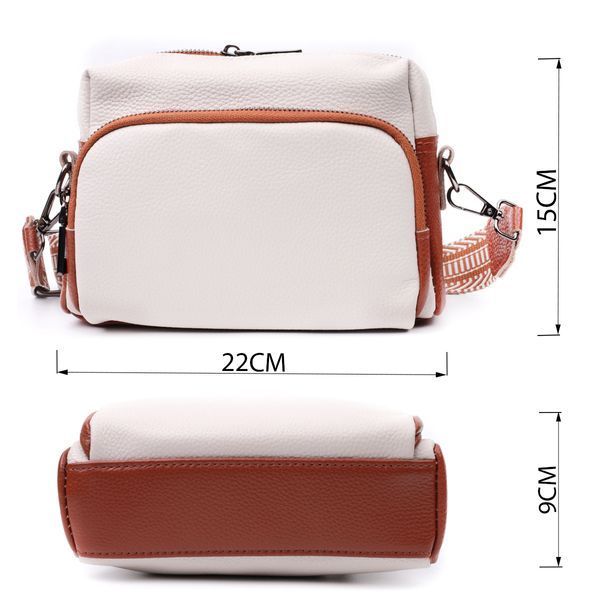 Зручна сумка для жінок на кожен день з натуральної шкіри Vintage 22589 Біла 22589 фото