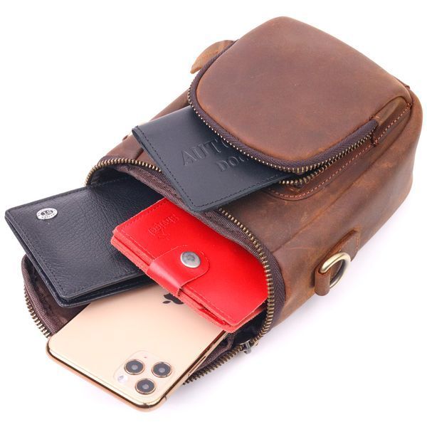 Компактная мужская сумка из натуральной винтажной кожи 21295 Vintage Коричневая 21295 фото
