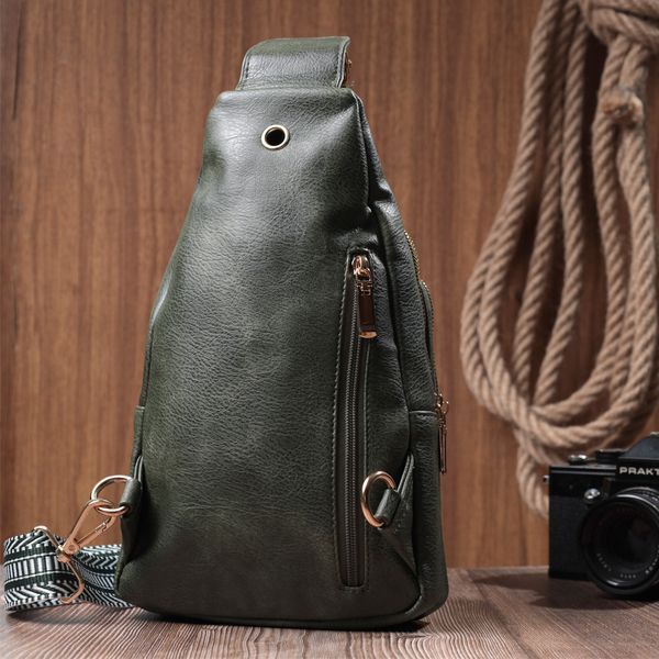 Стильная слинг сумка для женщин из экокожи Vintage 22745 Зеленый 22745 фото