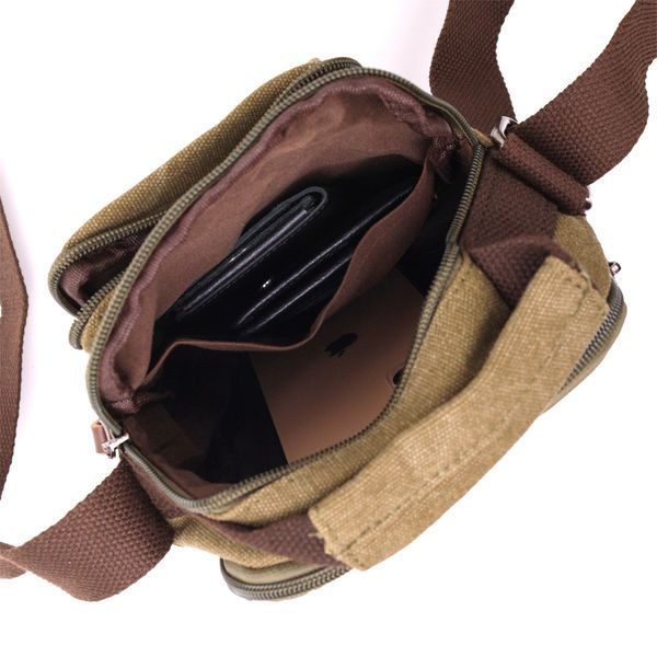 Цікава невелика чоловіча сумка із щільного текстилю Vintage 22219 Оливковий 22219 фото