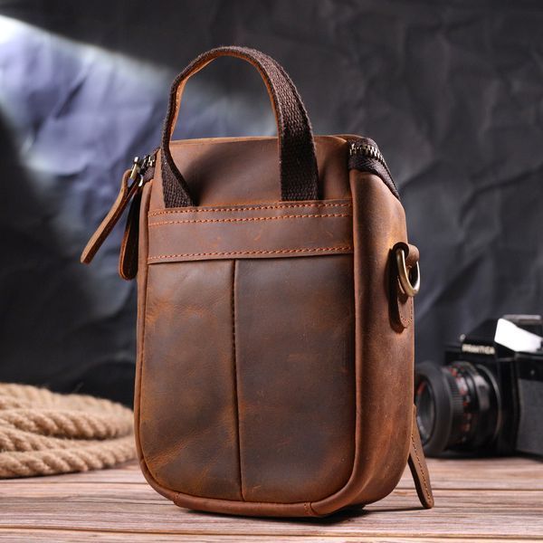 Компактная мужская сумка из натуральной винтажной кожи 21295 Vintage Коричневая 21295 фото