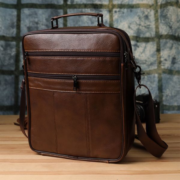 Сумка для мужчин с ручкой для переноса в руке из натуральной кожи Vintage 23028 Коричневый 23028 фото