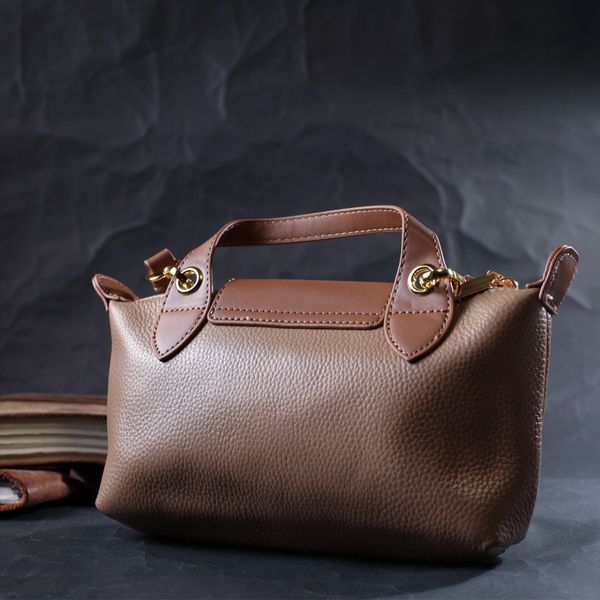 Ідеальна сумка жіноча з цікавим клапаном з натуральної шкіри Vintage 22251 Бежева 22251 фото