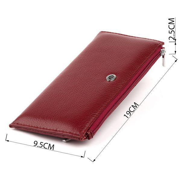 Горизонтальный тонкий кошелек из кожи женский ST Leather 19326 Бордовый 19326 фото