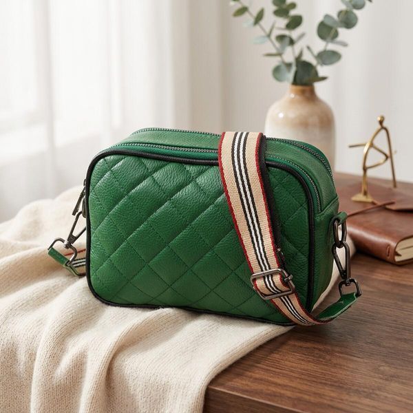 Жіноча шкіряна сумка крос боді для міста та щоденного використання Vintage 22113 Зелена 22113 фото