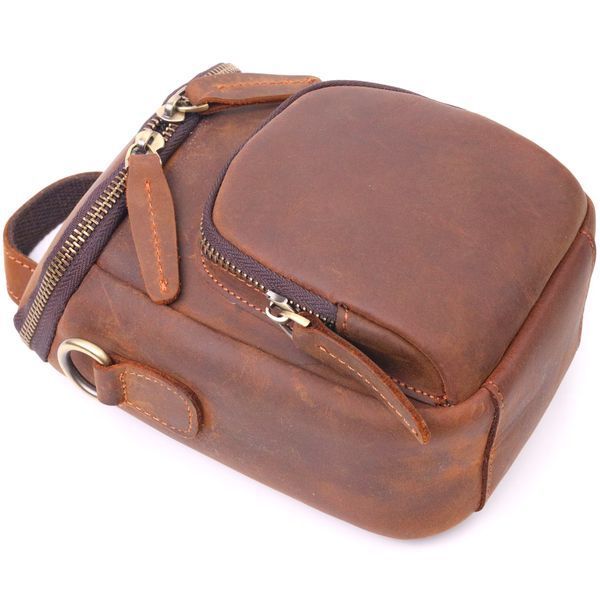 Компактная мужская сумка из натуральной винтажной кожи 21295 Vintage Коричневая 21295 фото