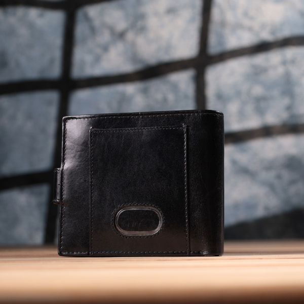 Люксовый мужской бумажник из натуральной глянцевой кожи Vintage sale_15110 Черный sale_15110 фото