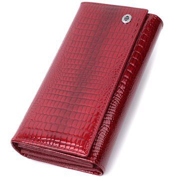 Шкіряний лакований гаманець з блоком для кредитних карток ST Leather 22682 Червоний 22682 фото