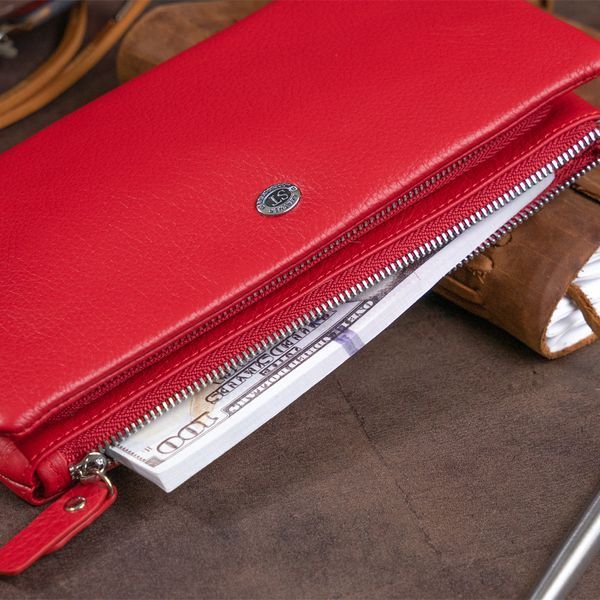 Гаманець-клатч зі шкіри з кишенею для мобільного ST Leather 19315 Червоний 19315 фото