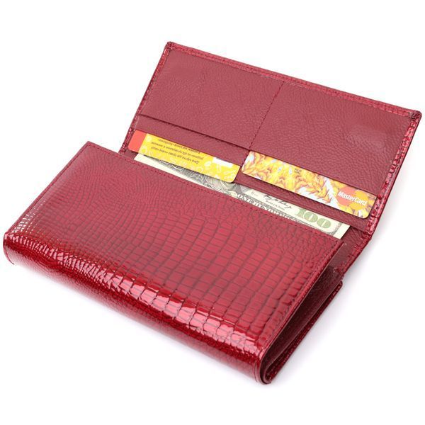 Шкіряний лакований гаманець з блоком для кредитних карток ST Leather 22682 Червоний 22682 фото