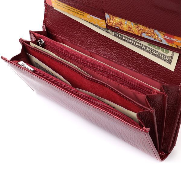 Шкіряний лакований гаманець з блоком для кредитних карток ST Leather 22682 Червоний 22682 фото