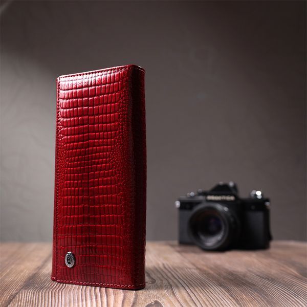Шкіряний лакований гаманець з блоком для кредитних карток ST Leather 22682 Червоний 22682 фото