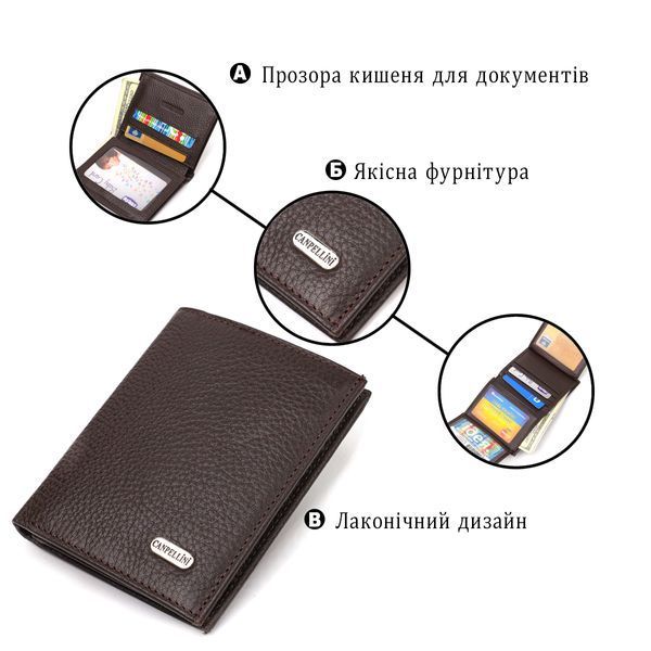 Компактний гаманець для чоловіків із натуральної шкіри флотар CANPELLINI 21873 Коричневий 21873 фото