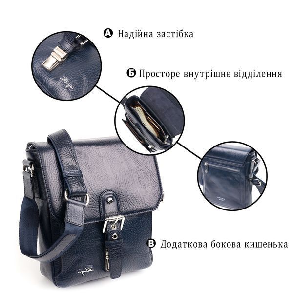 Практична чоловіча сумка KARYA 20840 шкіряна Синій 20840 фото