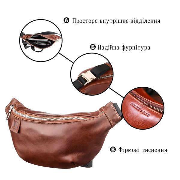 Поясная сумка GRANDE PELLE 11141 Коричневая 11141 фото