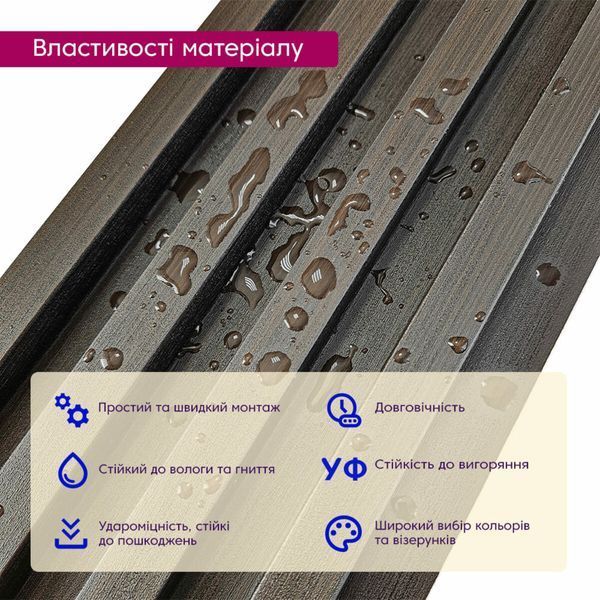 Рейка декоративна WPC стінова 3000х160х23мм Венге SW-00001537 SW-00001537 фото