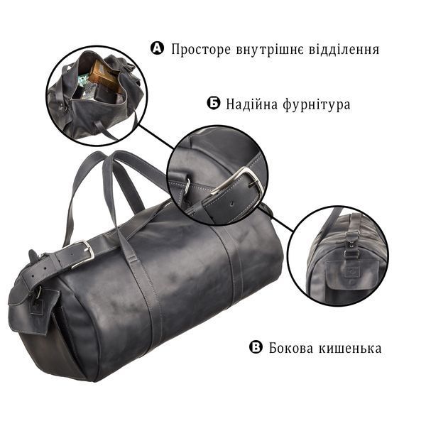 Сумка дорожня Grande Pelle 11046 з вінтажній шкіри Чорна 11046 фото