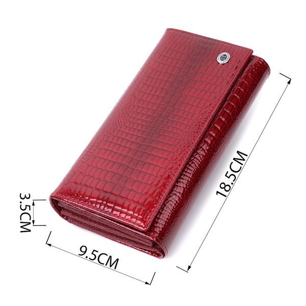 Шкіряний лакований гаманець з блоком для кредитних карток ST Leather 22682 Червоний 22682 фото