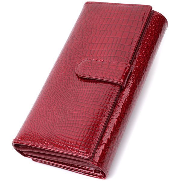 Шкіряний лакований гаманець з блоком для кредитних карток ST Leather 22682 Червоний 22682 фото